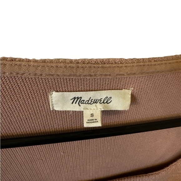 Madewell Size M ribbed square-neck long sleeve Brown top - Picture 4 of 6